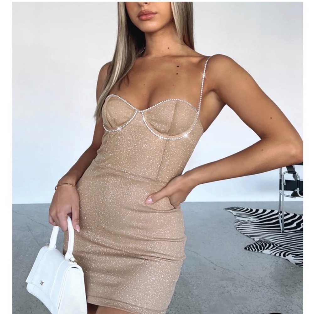 Whitefox nude sparkle mini dress